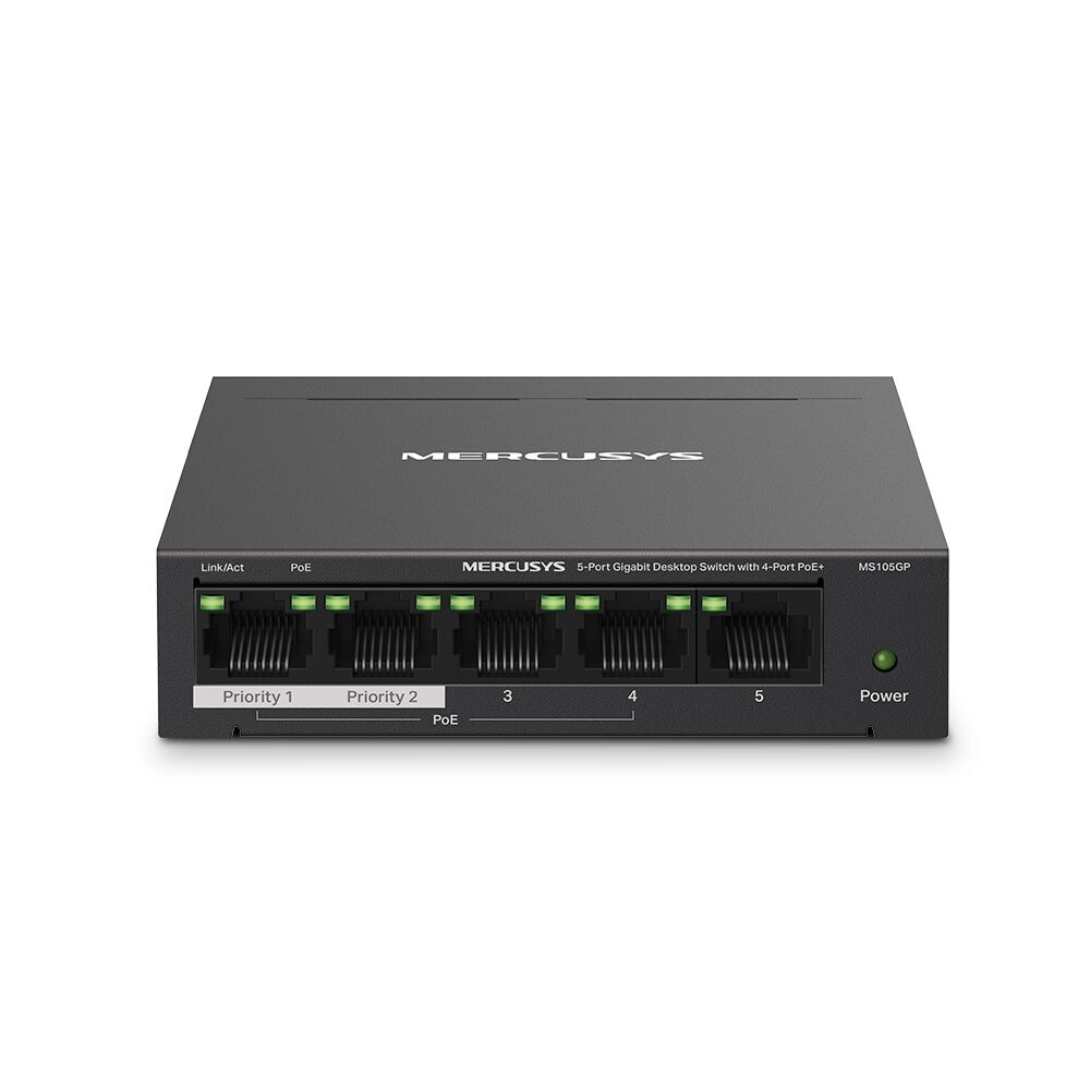 TP-LINK MERCUSYS MS105GP 5 Port Gigabit with 4 Port PoE+ Desktop Switch