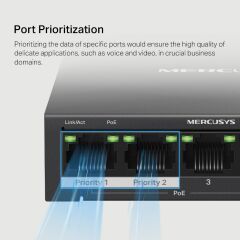 TP-LINK MERCUSYS MS105GP 5 Port Gigabit with 4 Port PoE+ Desktop Switch