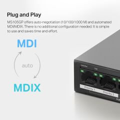 TP-LINK MERCUSYS MS105GP 5 Port Gigabit with 4 Port PoE+ Desktop Switch