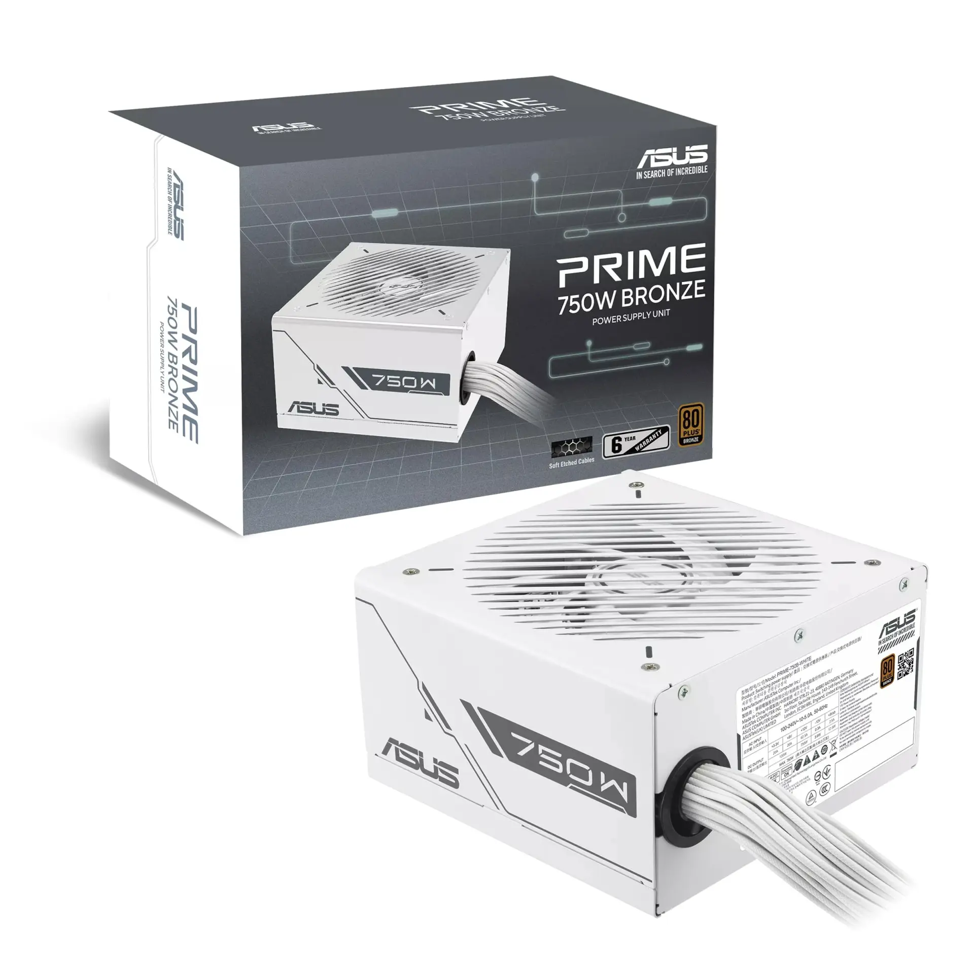 ASUS PRIME-750B-WHITE 750W 80+ Bronze Power Supply (90YE00Y3-B0NA00)