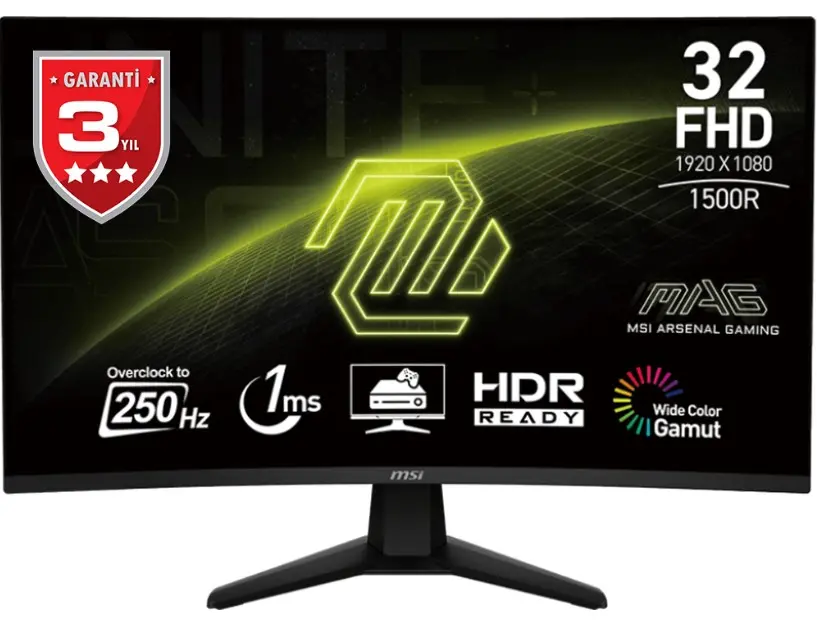 MSI MAG 32C6X 31.5 1ms 250Hz VA Curved Adaptive-Sync Full HD Gaming Monitör