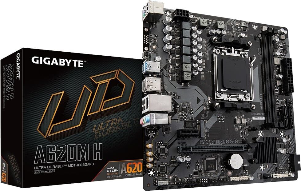 GIGABYTE A620M H AMD A620 AM5 DDR5 6400 OC MHz mATX M.2 Anakart