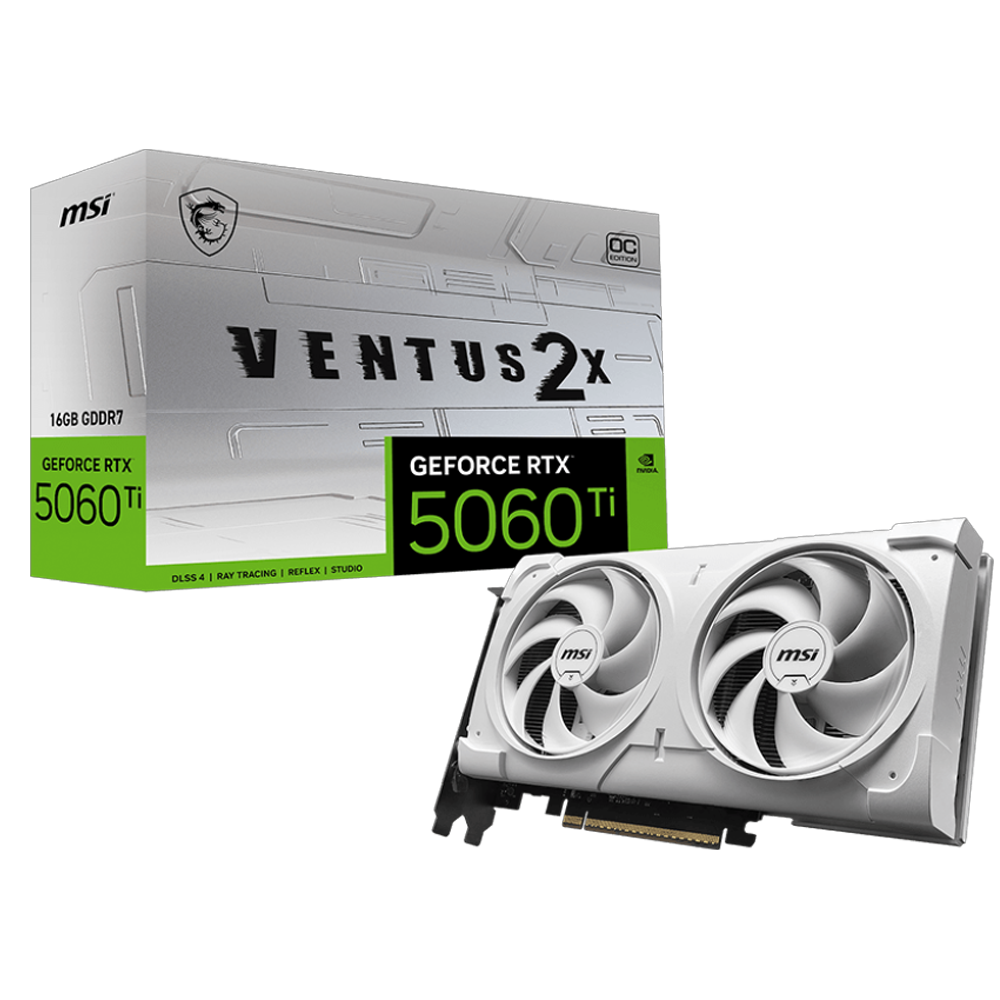 MSI GeForce RTX 5060TI 16GB VENTUS 2X OC WHITE PLUS GDDR7 128Bit DX12 Ekran Kartı