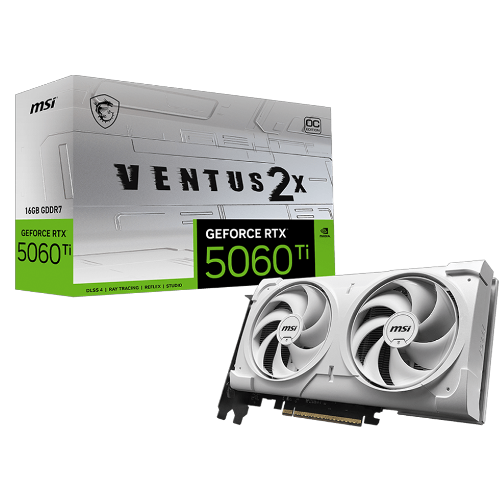 MSI GeForce RTX 5060TI 16GB VENTUS 2X OC WHITE PLUS GDDR7 128Bit DX12 Ekran Kartı