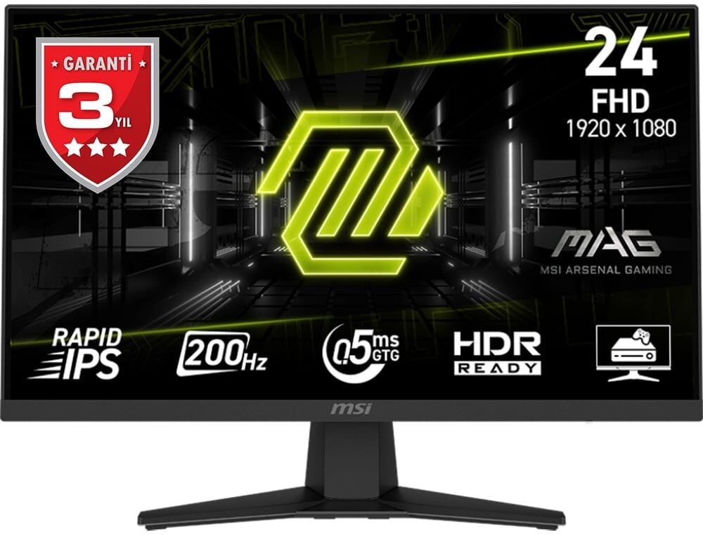 MSI MAG 244F 23.8 FHD RAPID IPS FLAT 200Hz 0.5Ms FreeSync Premium Monitör