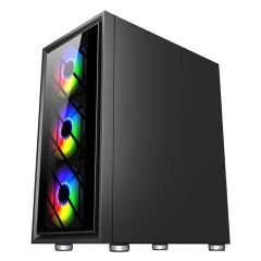 1ST PLAYER AR7-G SİYAH 750W 80+ SILVER ATX 3.1 ARGB 4X12CM FAN TEMPERLİ CAM USB 3.0 ATX KASA