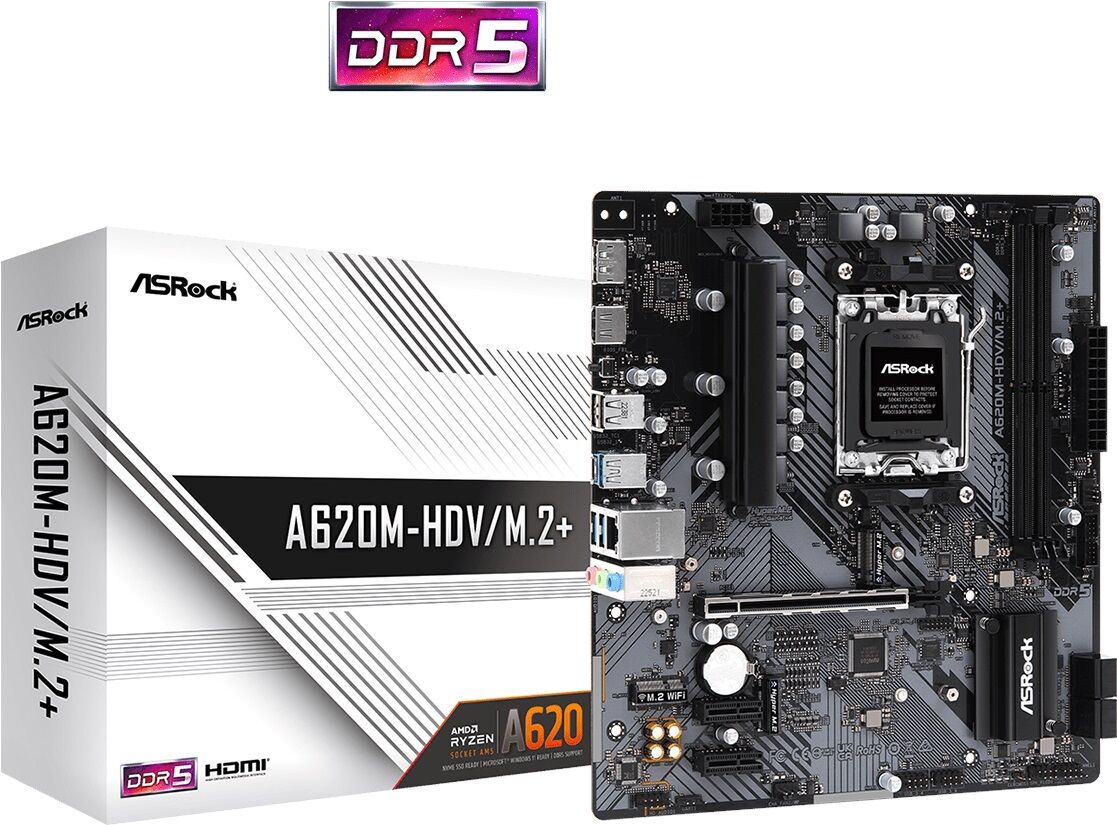 ASROCK A620M-HDV/M.2+ 6400mhz(OC) M.2 AM5 mATX DDR5 Anakart