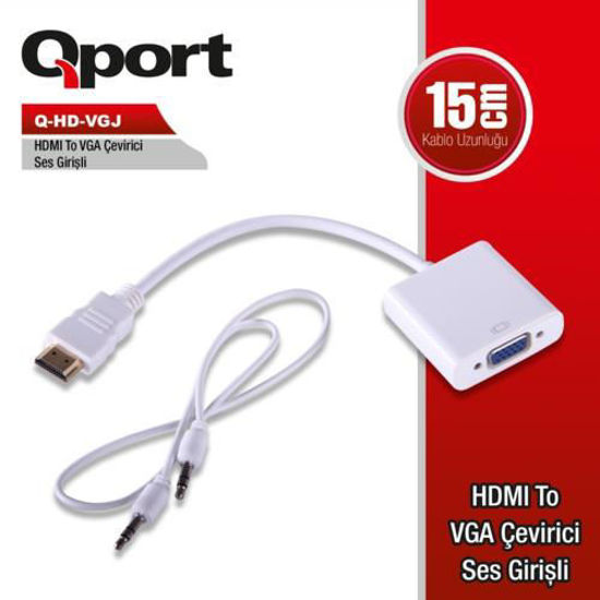 QPORT Q-HD-VGJ Hdmi To Vga Çevirici + Ses Girişli 15CM 1080P resmi