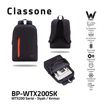 CLASSONE BP-WTX200SK-15.6 Sırt Çantası-Siyah-Kırmızı resmi