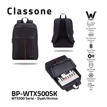 CLASSONE BP-WTX500SK Pro 15.6 inch uyumlu WTXpro Su Geçirmez Kumaş Su Geçirmez resmi