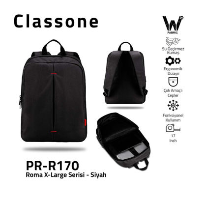 CLASSONE PR-R170 Roma Serisi 17 Uyumlu Wtx Pro Su Geçirmez Kumaş Notebook Çantası resmi