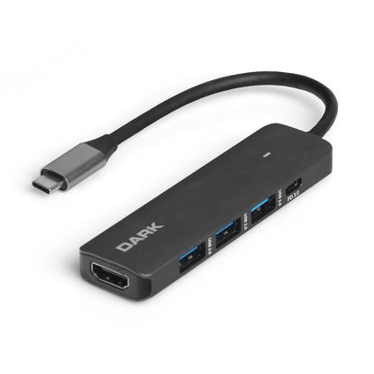 DARK USB 3.1 Gen1 Type-C 5 in 1 HDMI-USB 3-USB 2-USB-C PD Dönüştürücü Çevirici HUB DK-AC-U31X41 resmi